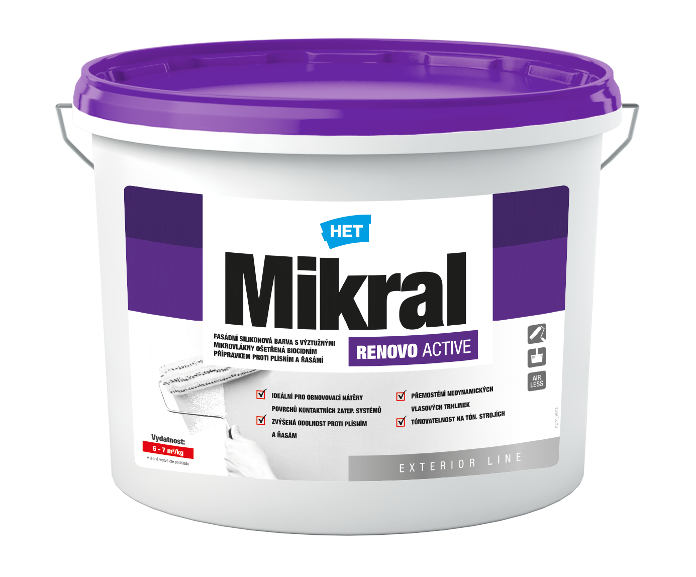 Fasádní silikonová barva pro dlouhodobou ochranu nové i renovaci staré fasády, <br>na mikrotrhlinky i na plísně.